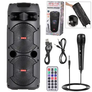 Dual 6.5 inch Woofer Portable FM Bluetooth Party Speaker Heavy Bass Sound With Microphone