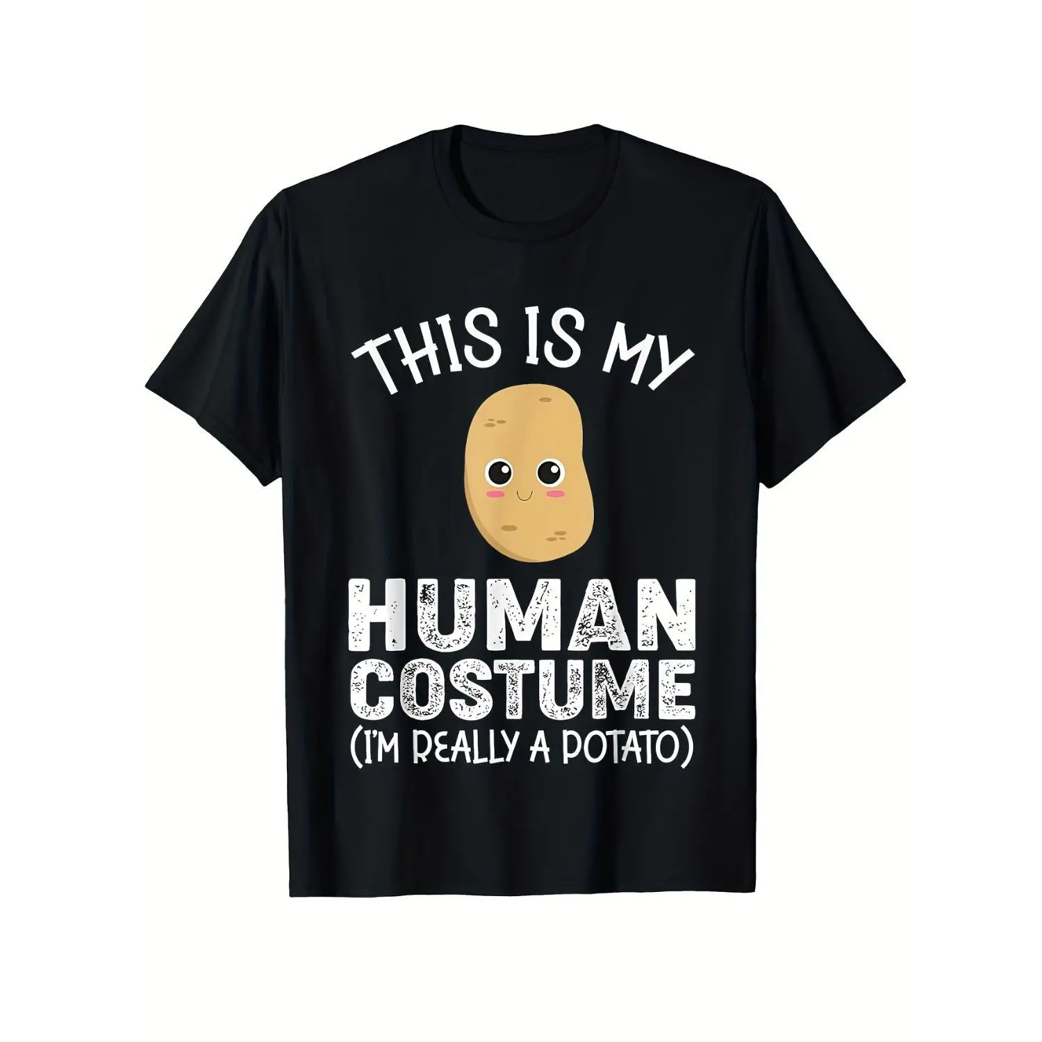 Women's "I'm Really a Potato" Graphic Cotton T-Shirt, Vintage Crew Neck Short-Sleeve Top, Streetwear for Halloween & Casual Wear, Novelty Costume Tee, Shortsleeve, Tshirt