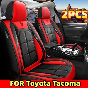 Waterproof Leather Car Seat Cover 2PCS for Toyota Tacoma - Full Front-Row Sliding Single-Piece Muscle Seat Cover - Wear-Resistant PU Leather - Suitable for All Seasons