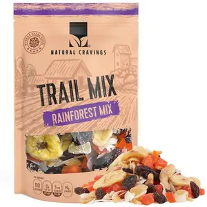 Natural Cravings Trail Mix Snack Dried Fruit Mix & Nuts Mix with Chocolate Chips, Peanuts, Cranberries, Raisins, Walnuts, Tropical Fruits (large, Rainforest)