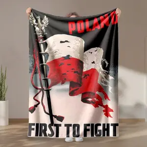 1 piece Polish Resistance Flag and Patriotic Spirit themed flannel blanket - Super soft fluffy flannel blanket, suitable for sofas and beds, all-season use, modern design, digitally printed pattern, 100% polyester material, machine washable