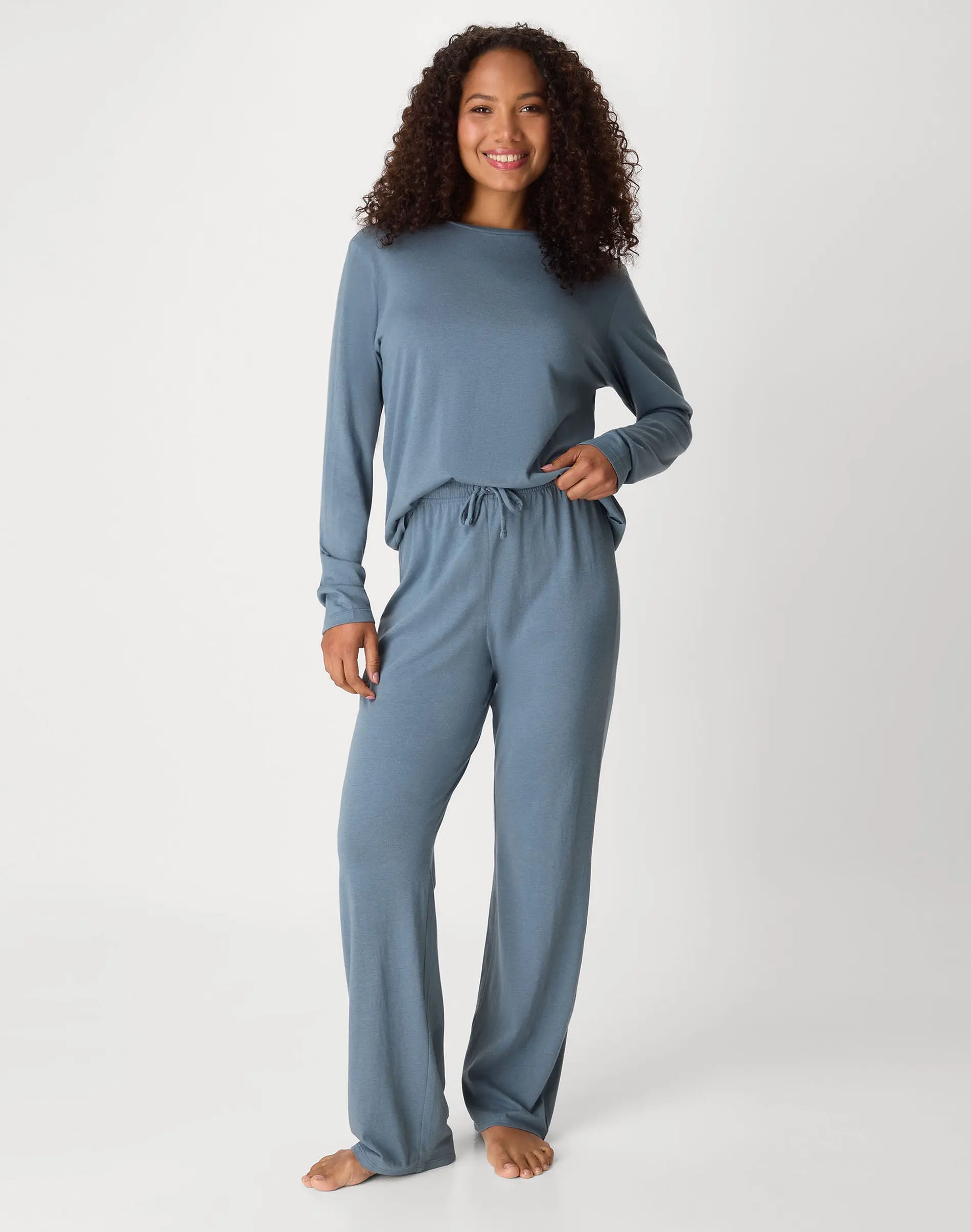 Hanes Women's Loungewear Set, 2-Piece , Pajama Long Sleeve Crew & Sleep Pants