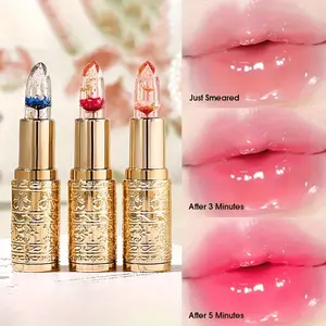 Magic Temperature Changing Lip Gloss & Lipstick - Color-Shifting Lip Balm with Heat-Activated Color Change, Long-Lasting Moisturizing Formula, Hydrating, 3-Minute Transformation, Clear Base, Sleek Golden Capsule Packaging