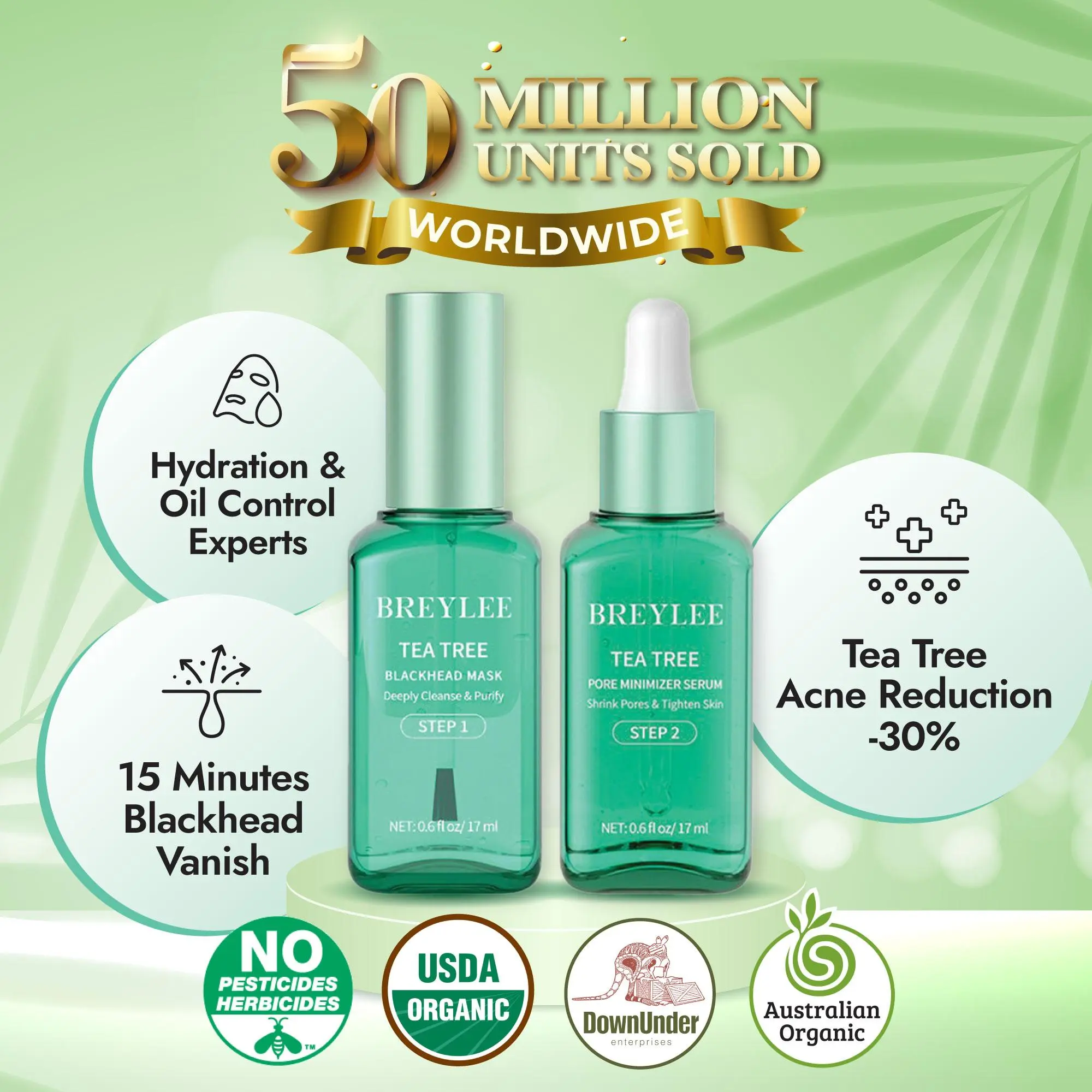 BREYLEE Blackhead Mask +Pore Minimizer Serum 2pcs New Version Skincare，Deep cleansing blackheads，Oil Control Firming, Shrinking Pore & Tightening Skin Acne Flower Tea Tree Repair Comfort
