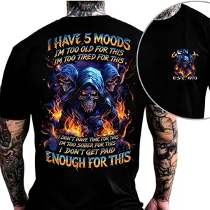 [KingZlia] Custom Year Gen X T-shirt, I Have 5 Moods Enough For This, 100% Cotton Top Unisex Comfort Womenswear Menswear