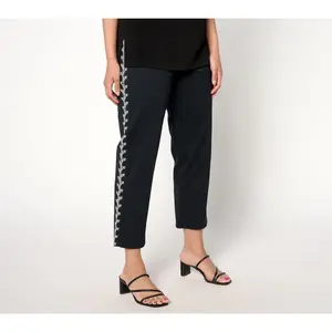 BEAUTIFUL by Lawrence Zarian Petite Stretch Twill Pant w/ Embroidery