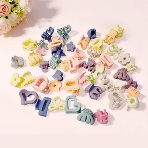 Happy Hair Clips(Random Default Gift),Small Mini Hair Claw Clips, Plastic Little Tiny Hair Clips for Girls Women Strong Grip Neutral Color for Birthday Party,Blind box hair clips , Gifts Accessories, colorful hair clip, butterfly claw clips