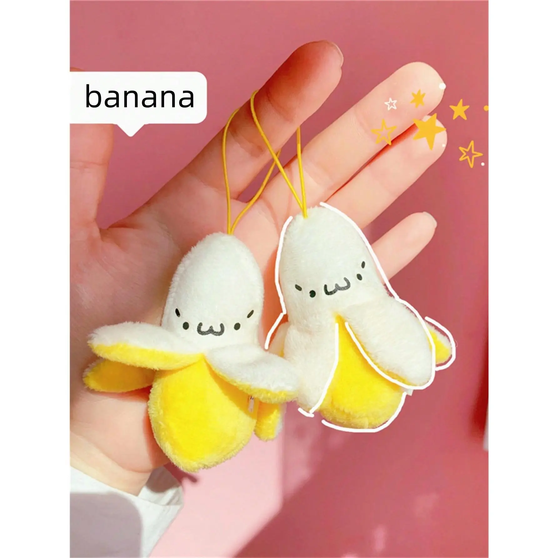 1-10pcs Cartoon Plush Banana Keychain on Backpack Hairy Kawaii Banana Pendant for Women Men Kid Toy Doll Key Chain Bag Car
