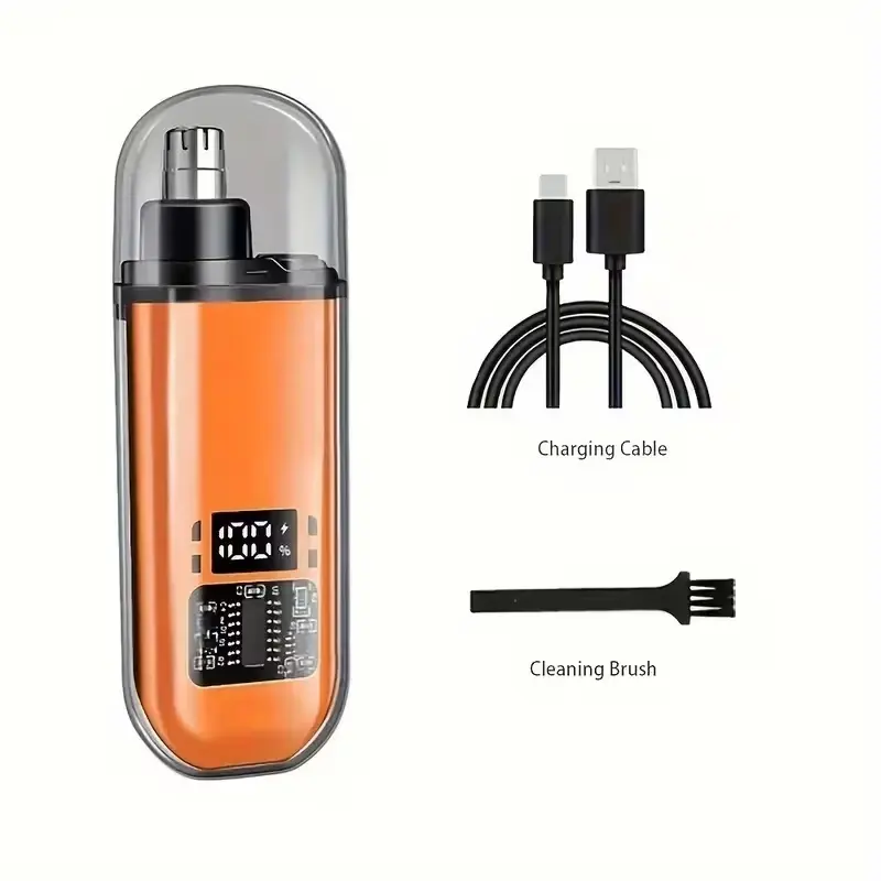 Plastic Electric Nose & Ear Hair Trimmer for Men - USB Rechargeable Lithium Battery, Portable Mini Compact Design, Fast Charging via Computer/Car USB Interface, Suitable for Ages 14+ (Party Gift Option for Home & Festive Supplies)