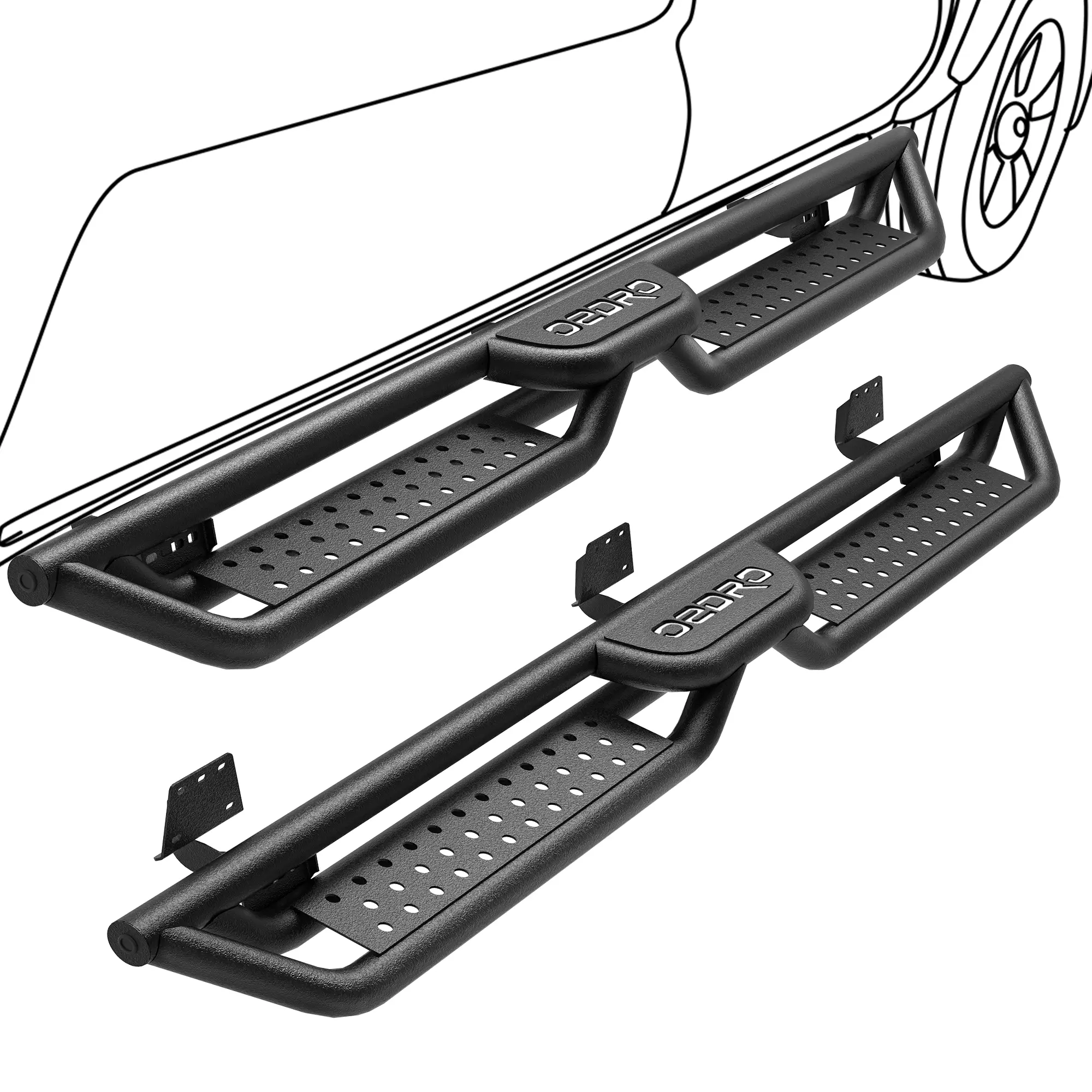 【fathersdaygift】OEDRO Running Boards Compatible with 2019-2026 Dodge Ram 1500 New Body Crew Cab, 6" Two-Stair Steel Side Step Rail Drop Nerf Bars (Excel 2019-2025 1500 Classic)