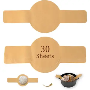 Sourdough Parchment Paper for Dutch Oven Disposable Bread Baking Mat with Long Handles 30 Pcs Unbleached Parchment Sling for Air-Fryer Sourdough Transfer