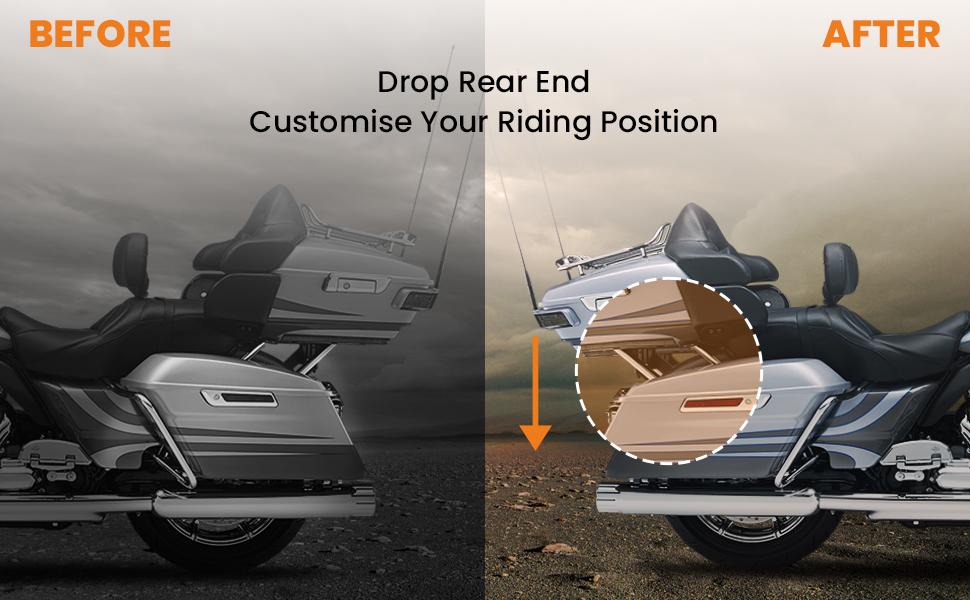 1 Rear Lowering Kit compatible for Harley-Davidson Street Glide FLHX Road Glide 2008-2023 1 Rear Lowering Kit compatible for Harley-Davidson Street Glide FLHX Road Glide 2008-2023