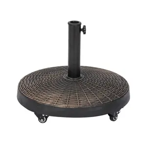 Blue Wave  50 lbs All-Weather Outdoor Square Resin Umbrella Base with Wheels - Bronze