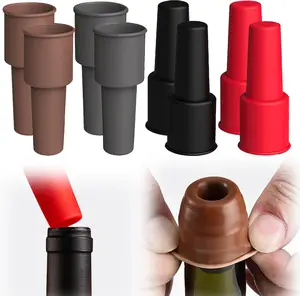 8 PCS Silicone Wine Stopper for Wine Bottles, Double-Layer Leakproof Seal, Reusable Sparkling Wine Bottle Stopper for Wine, Beer, Soda