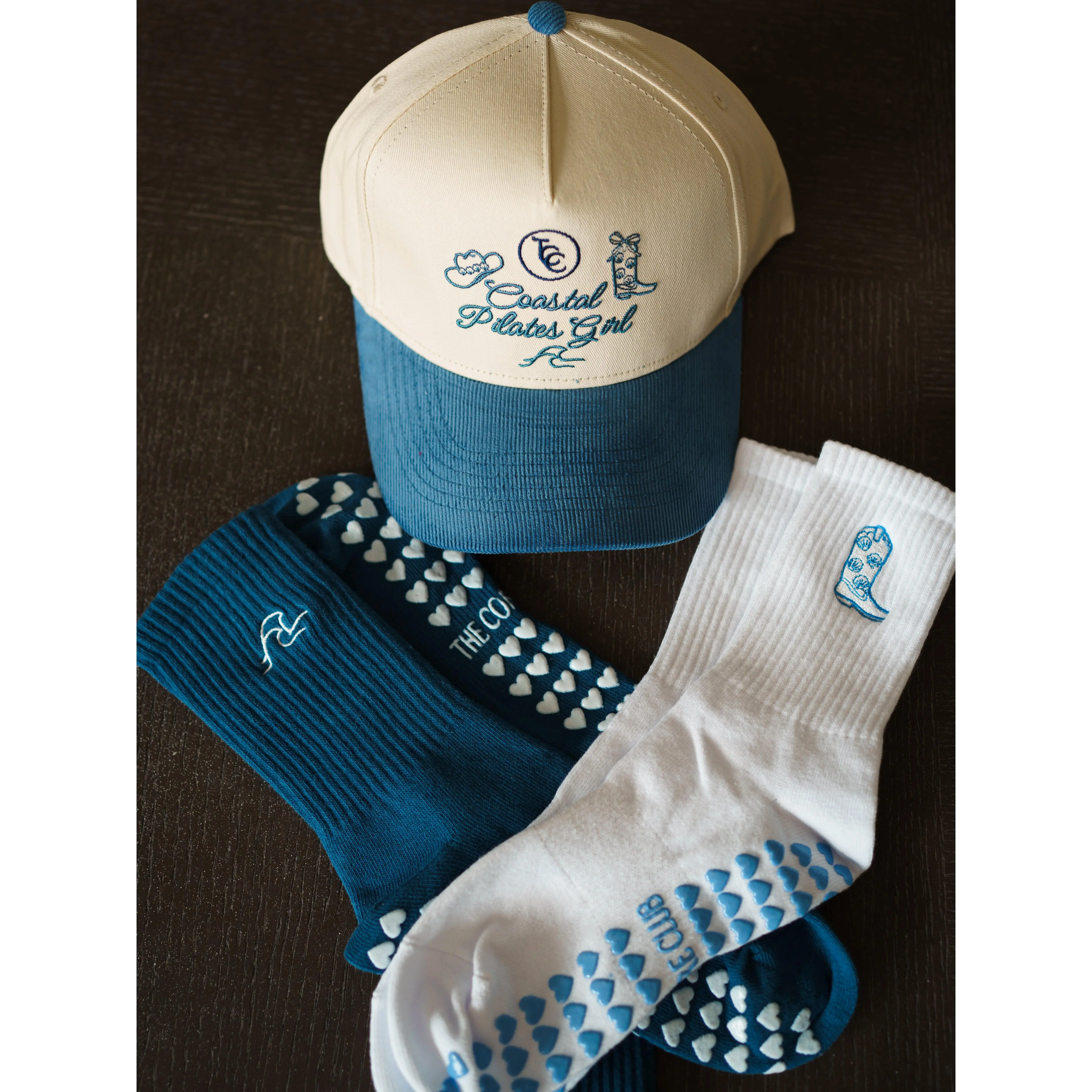 TCC Coastal Pilates Girl Blue Corduroy Baseball Hat | Pilates Outfit Accessories