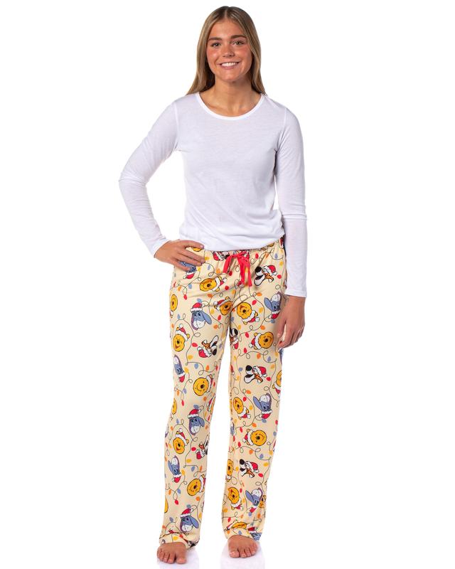 Disney Winnie The Pooh Women's Holiday Lights Character Design AOP Adult Lounge Sleep Pajama Pants