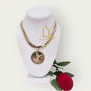 LaYaiBoutique #1675 (necklace) #2005 (pendant) 10mm 14k gold plated high quality