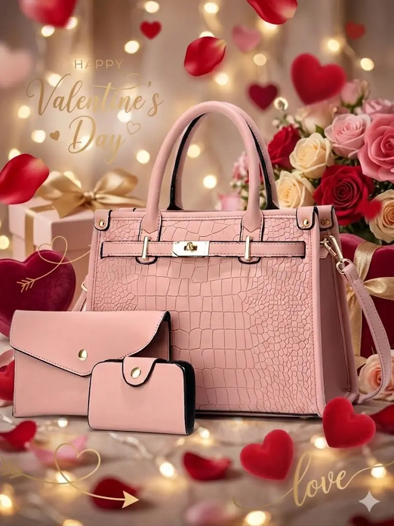 Elegant 3-Piece Handbag Set for Women | Structured Crocodile Embossed Satchel with Matching Wallet & Card Holder | Large Capacity Work Tote & Crossbody Bag | Old Money Aesthetic