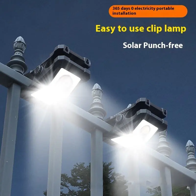 Outdoor Solar Clip Lights, Solar Powered Clip-On Lamp with Motion Sensor, 3 Modes, Waterproof — Perfect for Yards, Garages, Porches, Patios, Gardens, Pools & Barns
