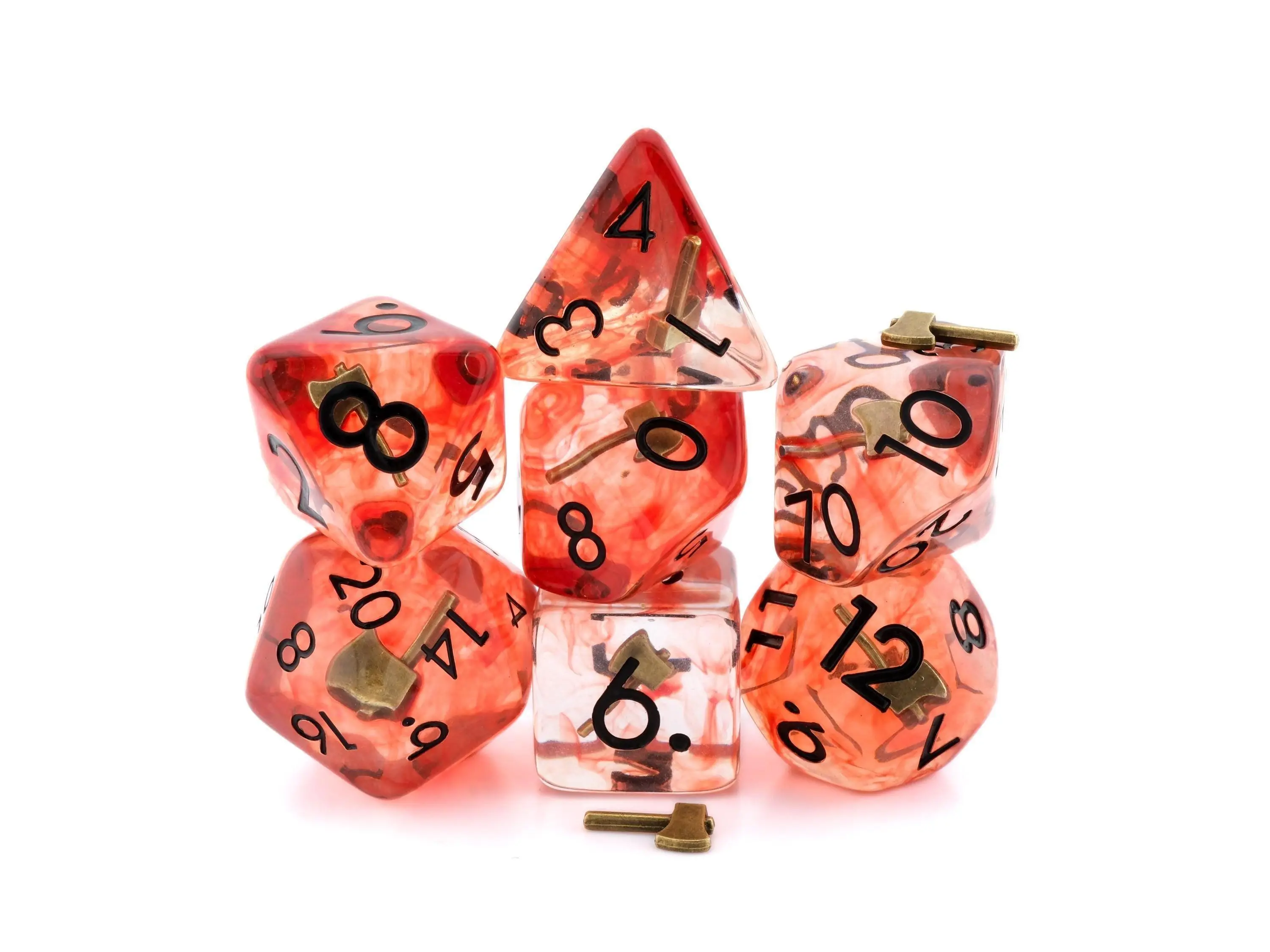 Axe Resin Polyhedral Dice Set - 7-Piece Medieval Dice for DnD RPG Games