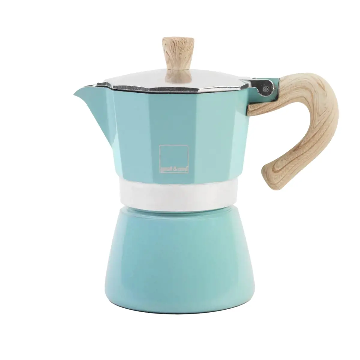 Gnali & Zani V702-3 3 Cup Espresso Maker with Induction Bottom, Light Blue