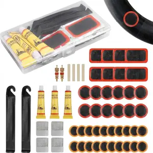 Bike Tire Repair Kit, 55pcs Bike Tube Patch Kit with Levers & Glue, Essential Bicycle Maintenance Tools for Mountain & Road Bikes