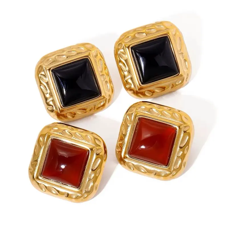 18k Gold Plated Stainless Steel Studs Earrings - Waterproof Hypoallergenic,