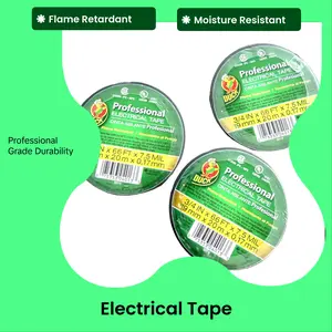 Pack of 3.DUCK Brand Professional Electrical Tape, 0.75-Inch by 66-Feet, Black. 3 for Pack