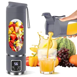 【Juice Essentials】Compact USB Rechargeable Portable Blender and Juicer 450ml Digital Display Stainless Steel Blades Easy Clean for Smoothies Milkshakes Fresh Fruit Drinks Home Office Travel Mini Blender