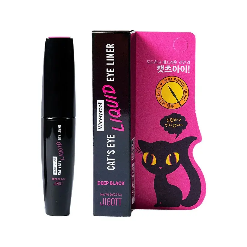 JIGOTT  Cat's Eye Waterproof Liquid Eyeliner (Deep Black)