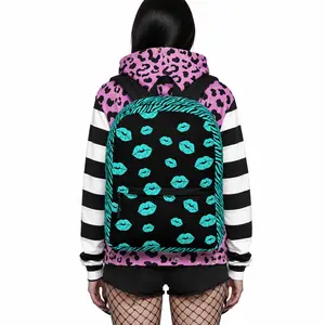 Scene Kid Aqua Kiss Backpack | Emo Y2K Alt School Bag
