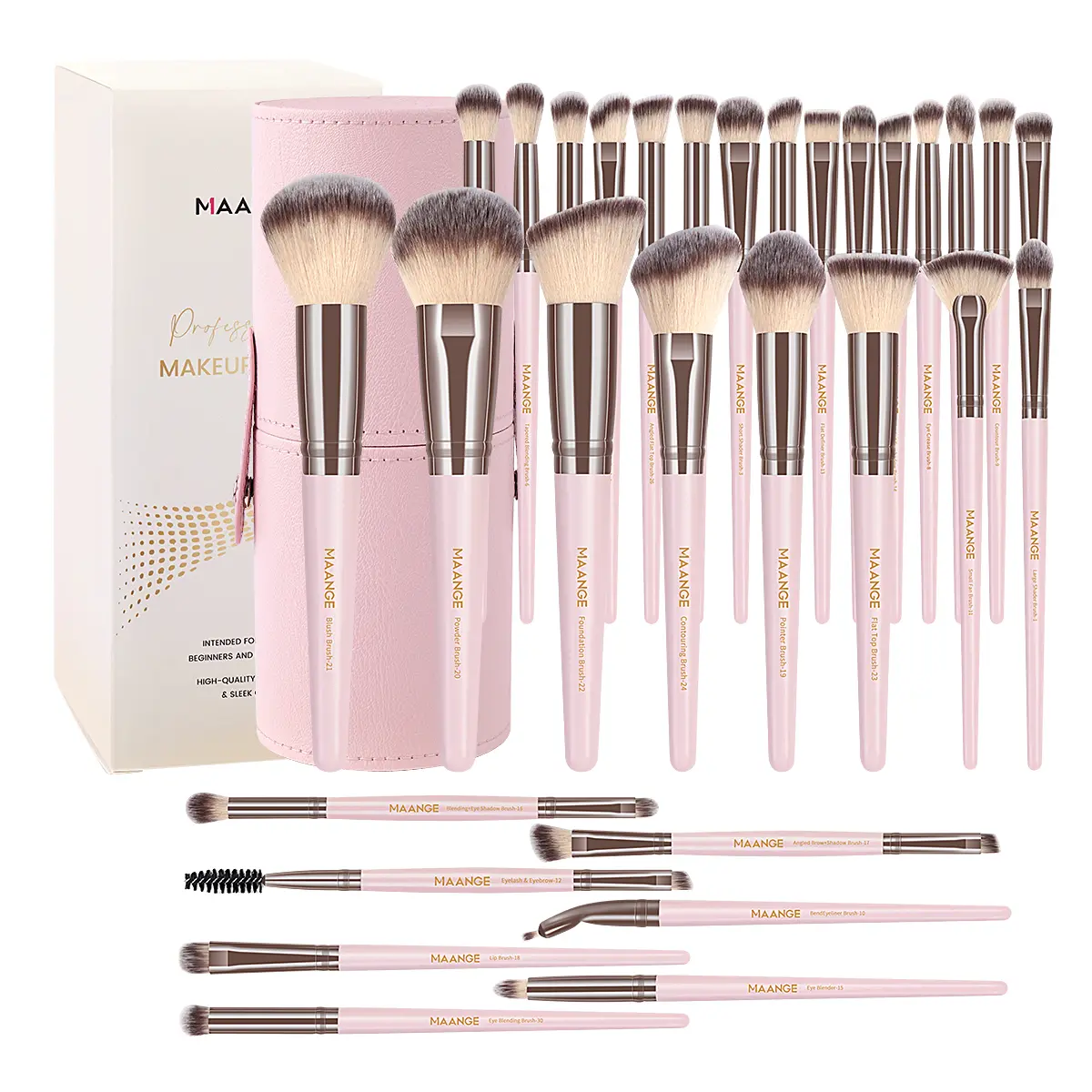 MAANGE 30Pcs Professional Makeup Brushes Kit with Storage Case,Multifunctional Face & Eye Brushes for Powder, Liquid, Cream Foundation, Blush, Contour & Eyeshadow,Beginner-Friendly Travel Beauty Tool Set#DealsForYouDays#SummerWins