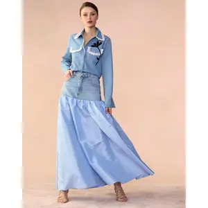 Denim Taffeta Skirt