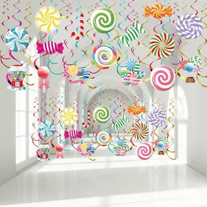 36 Pcs Candyland Party Decorations – Colorful Swirl Lollipop Hanging Swirls for Candy Theme Birthday, Baby Shower