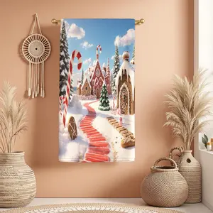 1Pc CHRISTMAS STYLE GINGERBREAD HOUSES WITH CANDY CANES Bathroom Hand Towel Bath Towel, Multiple Size Microfiber Towel, Ultra-Soft Quick Dry and Absorbent Polyester Large Bath Towel, Unique Home Decorative Kitchen To