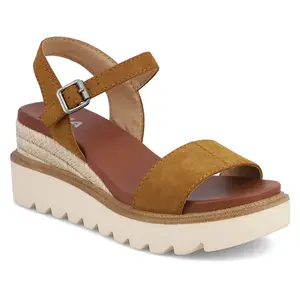 MIA Shoes Round Toe Wedge Sandals - Ophidia