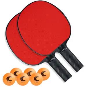 Cannon Sports Table Tennis Paddle with Rubber Face Set (2 Paddles + 6 Orange Balls)