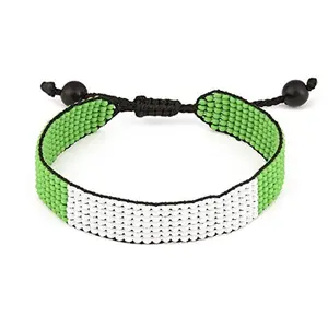 Nigeria Flag Bracelet: Handmade Bracelet, Adjustable Beaded Boho-Style Rope Bangle with Patriotic Design