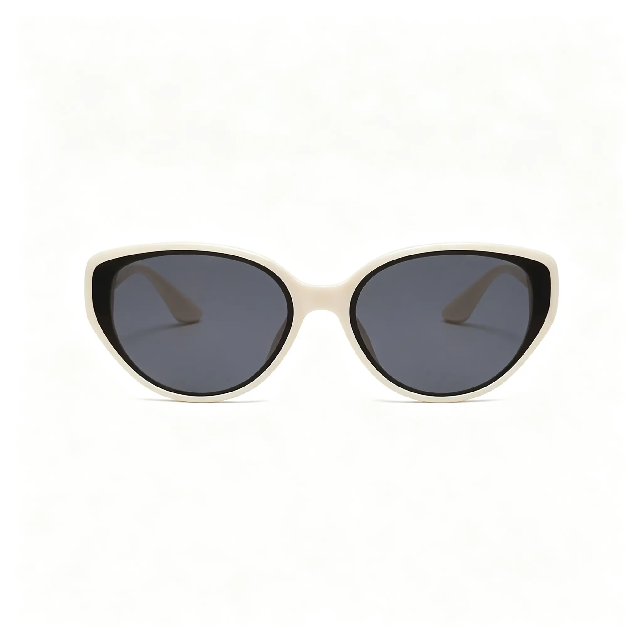 Retro Cat Eye Sunglasses for Women Beige Frame Black Lens UV400 Protection Vintage Y2K Style Fashion Oversized Sun Glasses