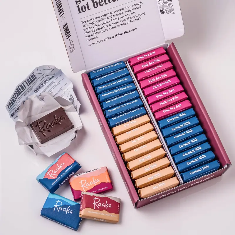 Raaka Chocolate - Mini Doses Box of 30 Dark Chocolate Bars