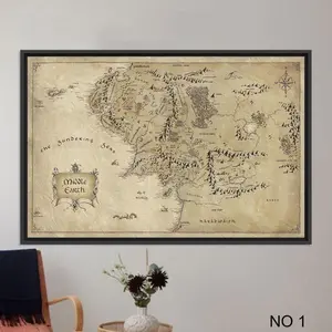 [UNFRAMED POSTER] World Map Wall Art, Middle Earth Map Print, Map Wall Art, Canvas Wall Decor,  Canvas, Living Room Decor, Bedroom Poster, Map Wall Art,
