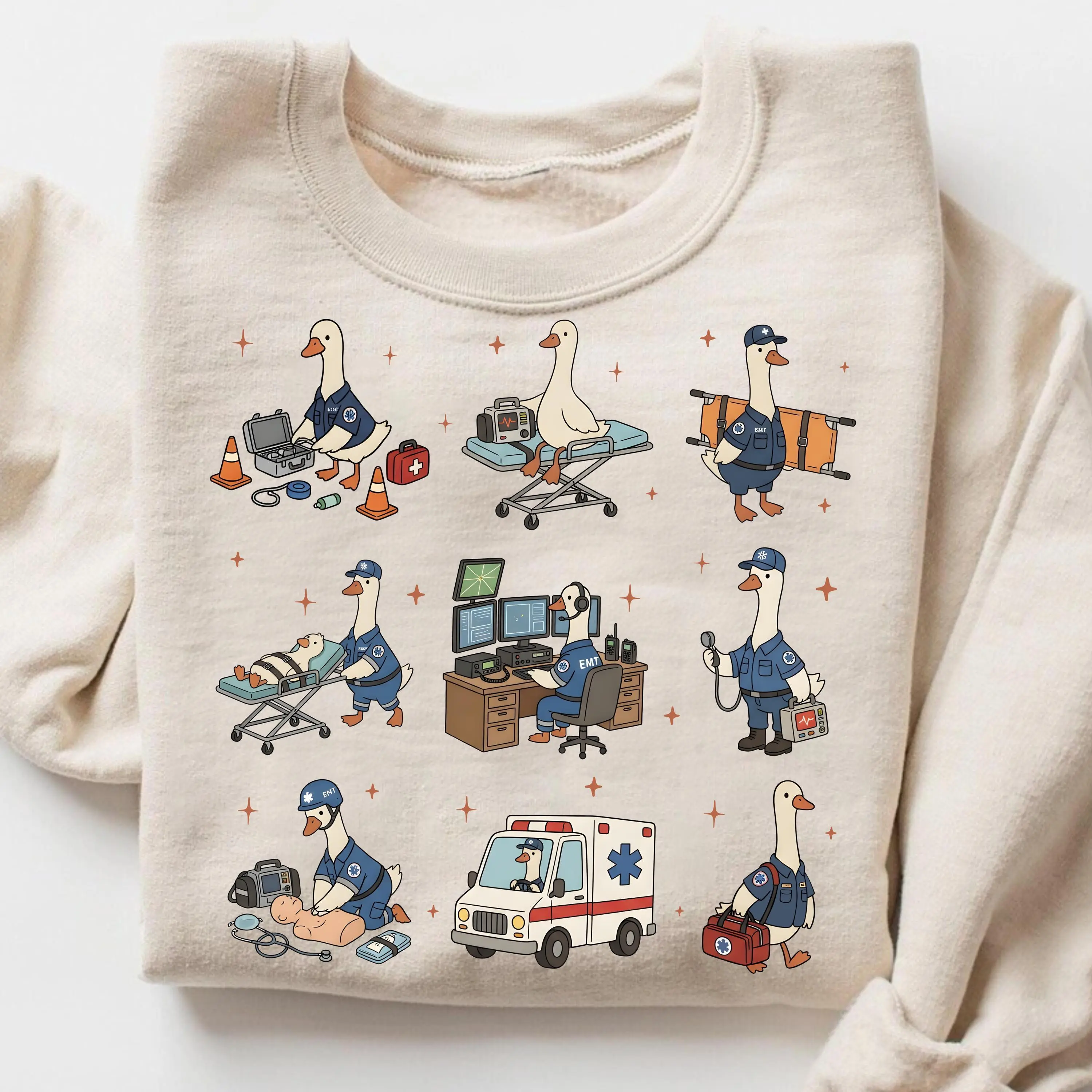 Silly Goose EMT Sweatshirt, Funny Paramedic Gift, EMS First Responder Sweater, Emergency Worker Meme Sweater