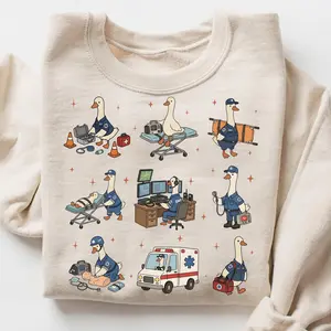 Silly Goose EMT Sweatshirt, Funny Paramedic Gift, EMS First Responder Sweater, Emergency Worker Meme Sweater