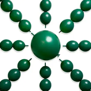 PartyWoo Dark Green Linking Balloons 100pcs 12 Inch Emerald Hunter Forest Green Link Balloons for Wedding Boy Baby Shower Birthday Graduation Dinosaur Jungle Golf Party Decorations Green-W10