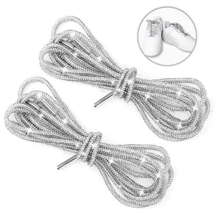 Trendy Rhinestone Glitter Shoelaces 47in Sparkly DIY Drawstring for Shoes Hoodies Dance Party Outfits 2PCS Included Footwear Bedroom