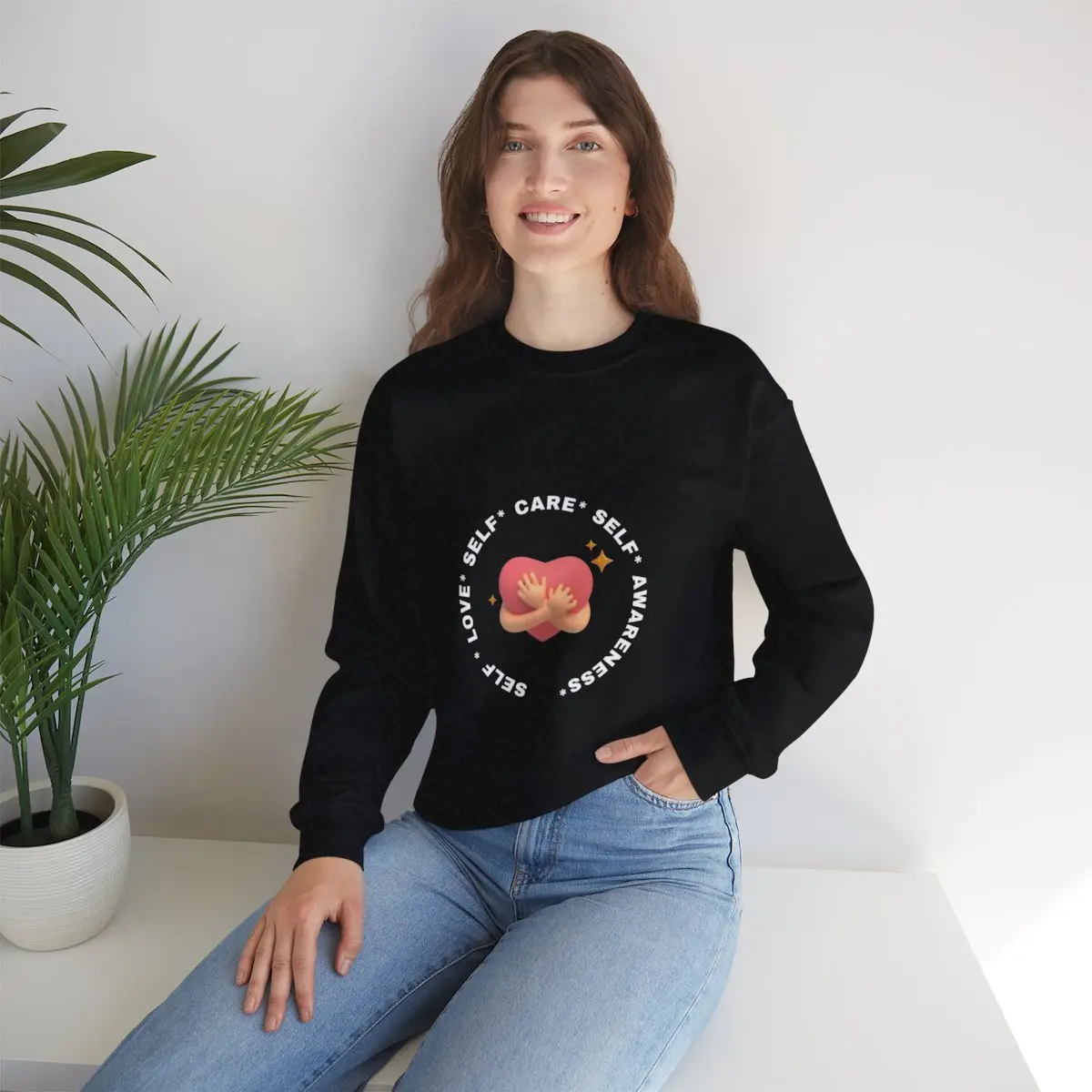 Copy of Heart Hug Crewneck Sweatshirt, Self Care Self Love Self Awareness, Unisex Jumper, Cozy Pullover, Emotional Wellness Sweater, Mental Health