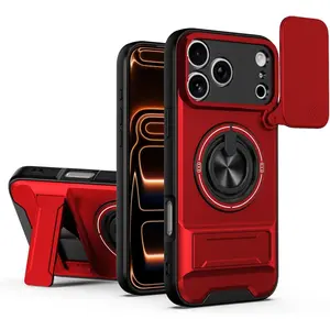 Phone case Designed for iPhone 17 16 15 14 13 12 11 Pro Max plus Case with Slide Lens Protection + 360° Rotate Ring Magnetic Kickstand,Military Grade Shockproof Heavy Duty Protective Holder Cover