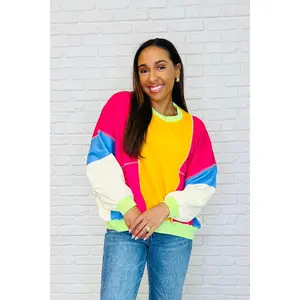 Blockbuster Color Block Pullover in Bright