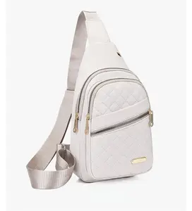 Casual Solid Color Quilted Fanny Pack-Small Sling Bag Fashionable  Crossbody Sling Backpack For Women Men