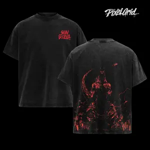 Shin Godzilla Kaiju Graphic Tee, Oversized Gaming Graphic Tees, Y2K Vintage Washed, 100% Heavyweight Premium Cotton, Japanese Monster Apparel, Movie Merch, Aesthetic Gift For Hardcore Fans, High Quality Streetwear Shirt